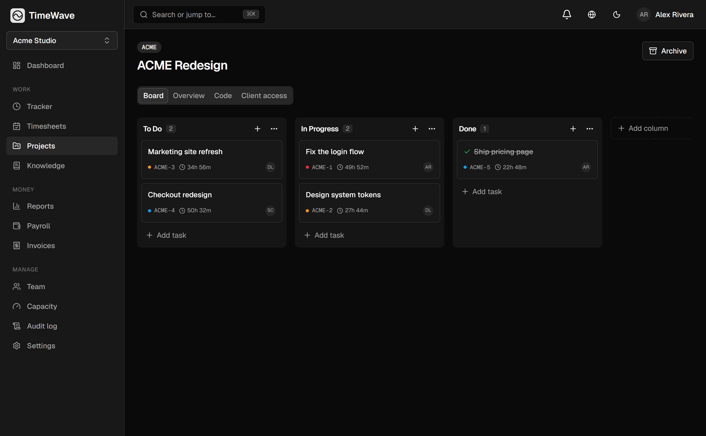 Kanban with dependencies